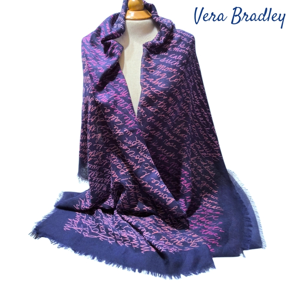 Vera Bradley Dark Blue Katalina Love Oversized Scarf Wrap